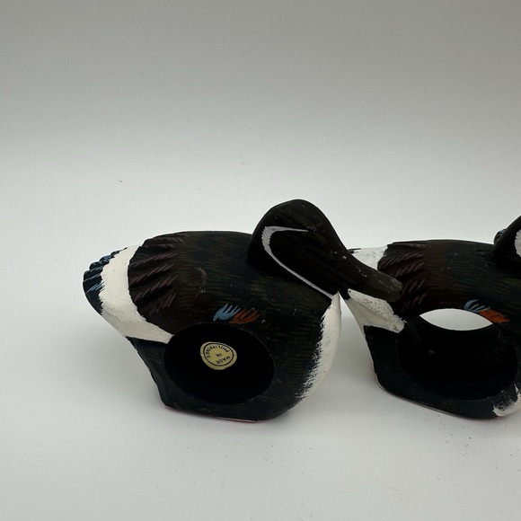 Set Of 4 Light Wood Hand Painted Duck‎ Napkin Rings - Picture 2 of 7